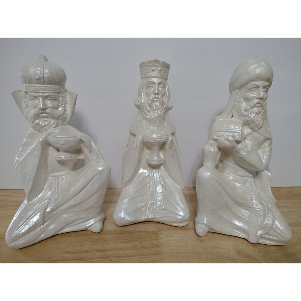 VTG Ceramic/Porcelain Christmas 3 Wise Men We Three Kings White GLAZE 9.5” Tall